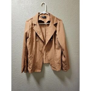 Chicme Tan/brown Blazer With Gold Colored Buttons Size Medium
